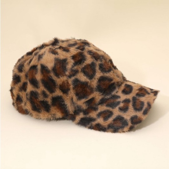 Fuzzy Leopard Faux Fur Cap main image 4